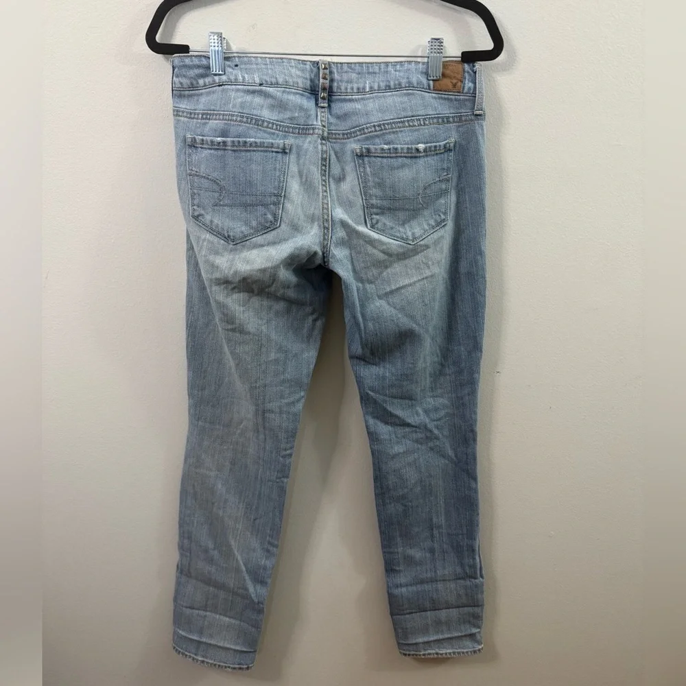 AMERICAN EAGLE Women’s Skinny Stretch Jeans SIZE 8R Studded Trim Distressed - Picture 2 of 6